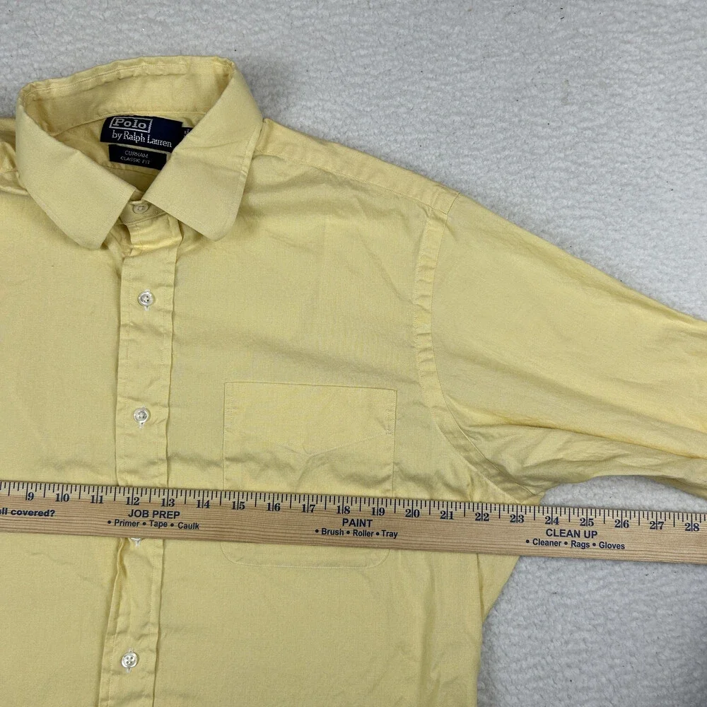 Polo Ralph Lauren Shirt Mens 16 Classic Fit Yellow Button Down Durham Dress